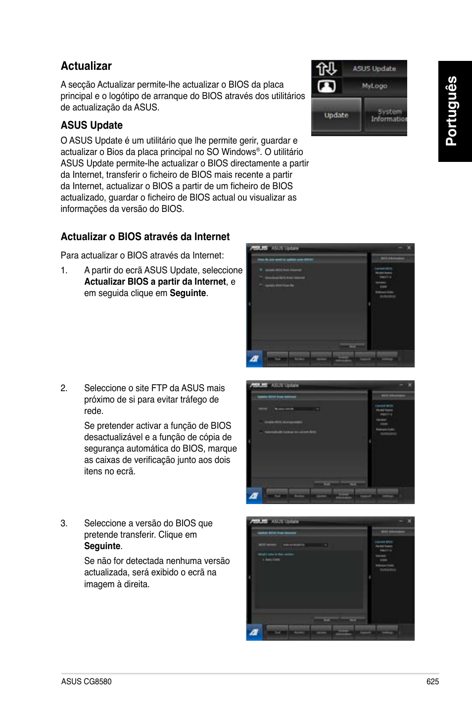 Português, Actualizar | Asus CG8580 User Manual | Page 627 / 662