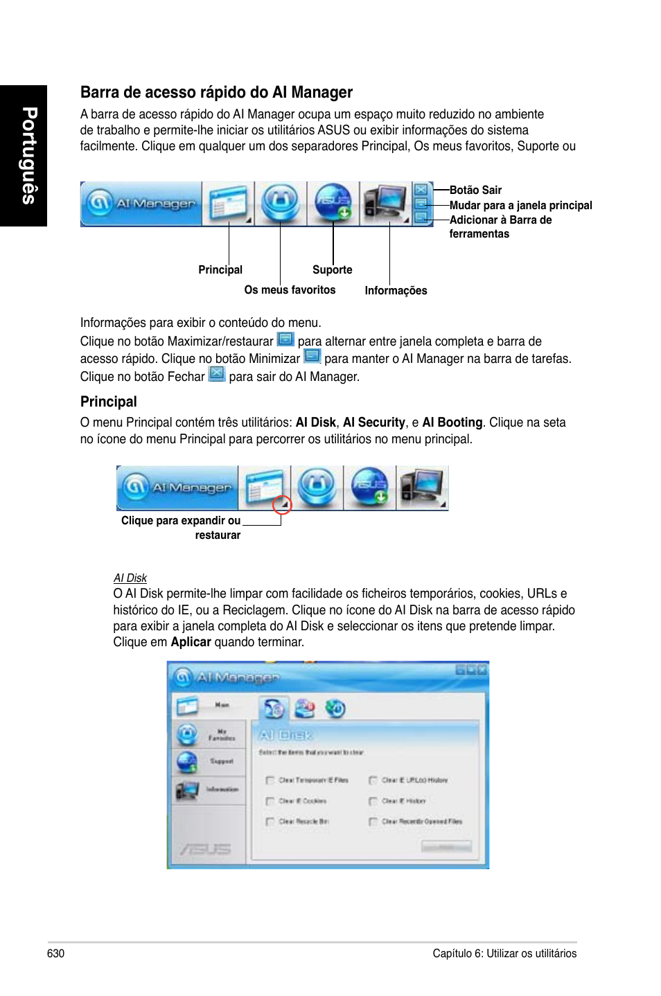 Português, Barra.de.acesso.rápido.do.ai.manager | Asus CG8580 User Manual | Page 632 / 662