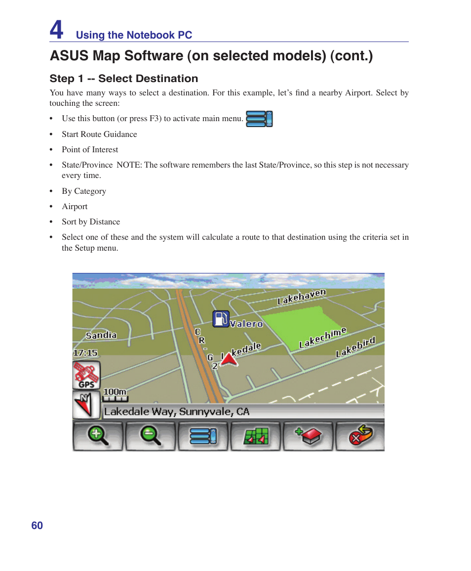 Asus map software (on selected models) (cont.) | Asus U3S User Manual | Page 60 / 62