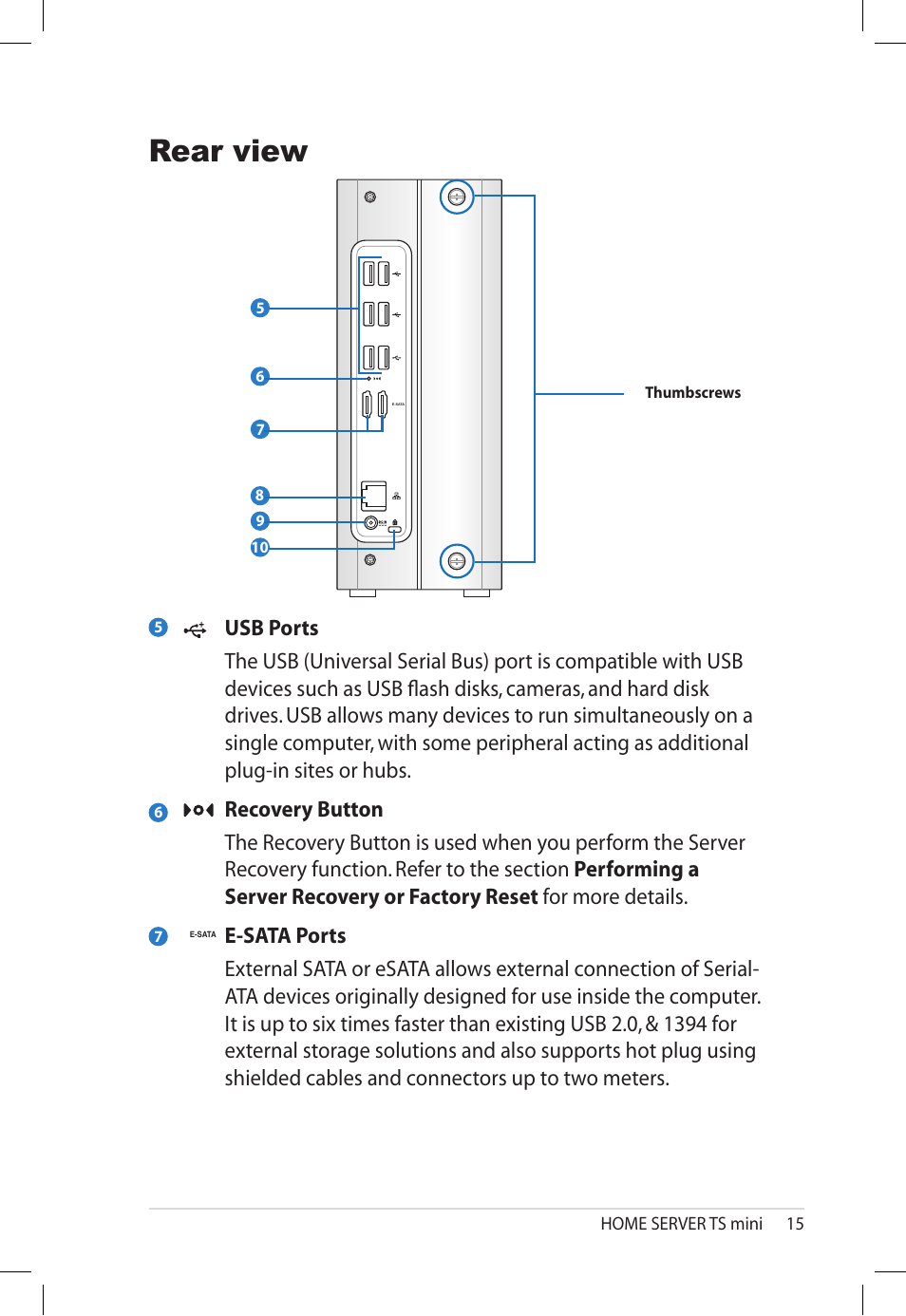 Rear view | Asus TS Mini User Manual | Page 15 / 112