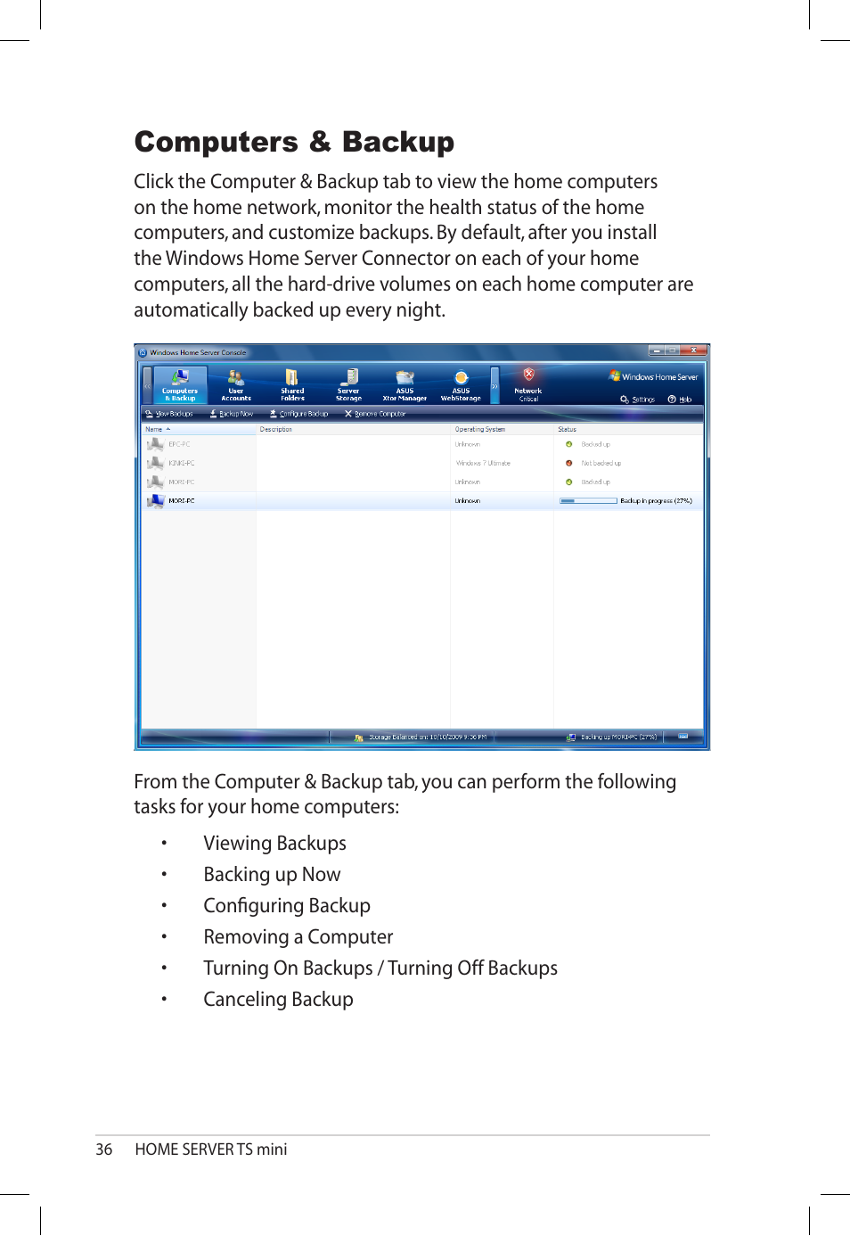 Computers & backup | Asus TS Mini User Manual | Page 36 / 112