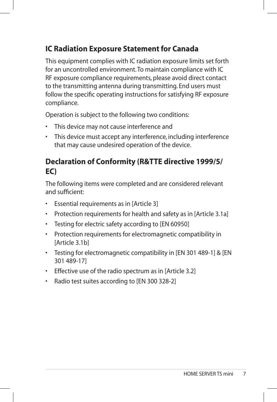 Ic radiation exposure statement for canada, Ic.radiation.exposure.statement.for.canada | Asus TS Mini User Manual | Page 7 / 112