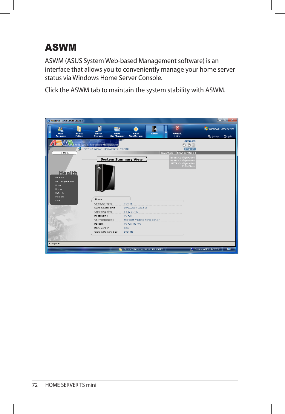 Aswm | Asus TS Mini User Manual | Page 72 / 112