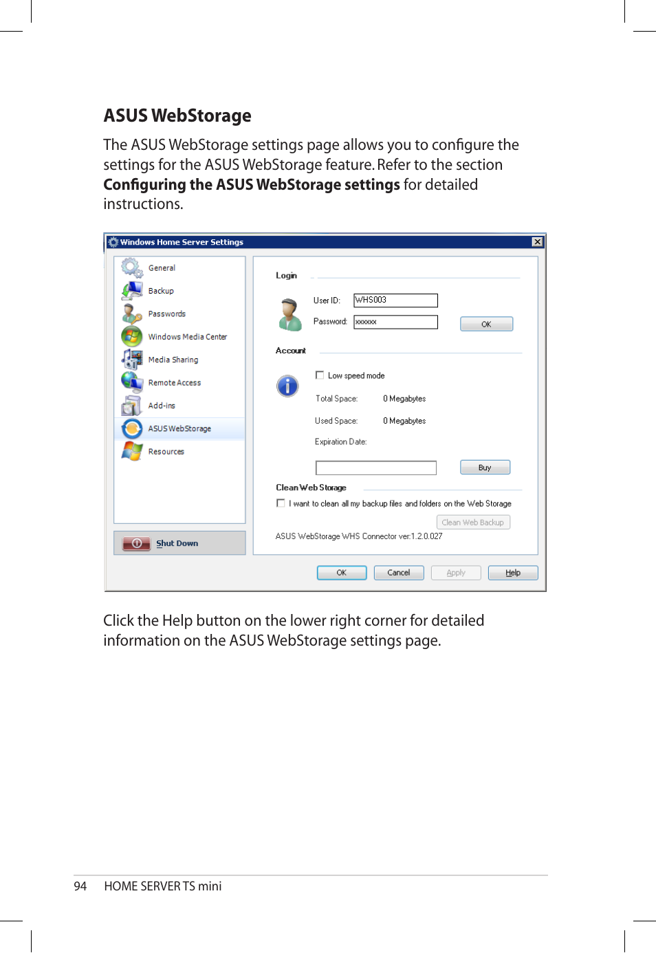 Asus webstorage, Asus.webstorage | Asus TS Mini User Manual | Page 94 / 112