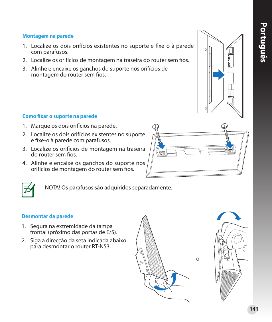 Por tuguês | Asus RT-N53 User Manual | Page 141 / 194