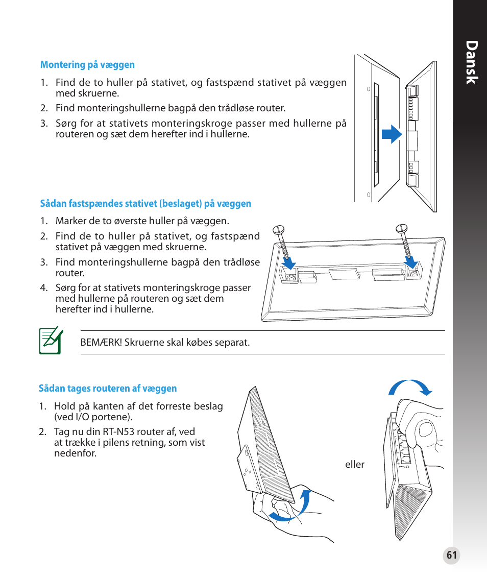 Dansk | Asus RT-N53 User Manual | Page 61 / 194