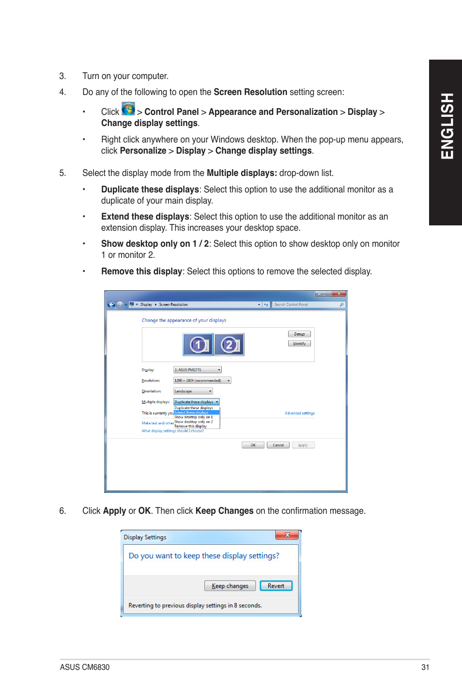 En g lis h en g li sh | Asus CM6830 User Manual | Page 31 / 64