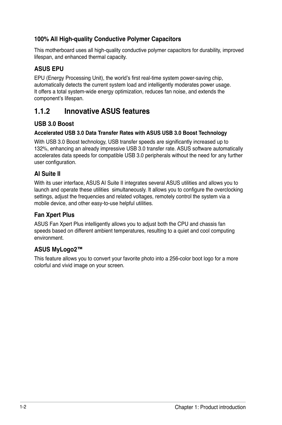 2 innovative asus features, Innovative asus features -2 | Asus F2A85-M2 User Manual | Page 14 / 76