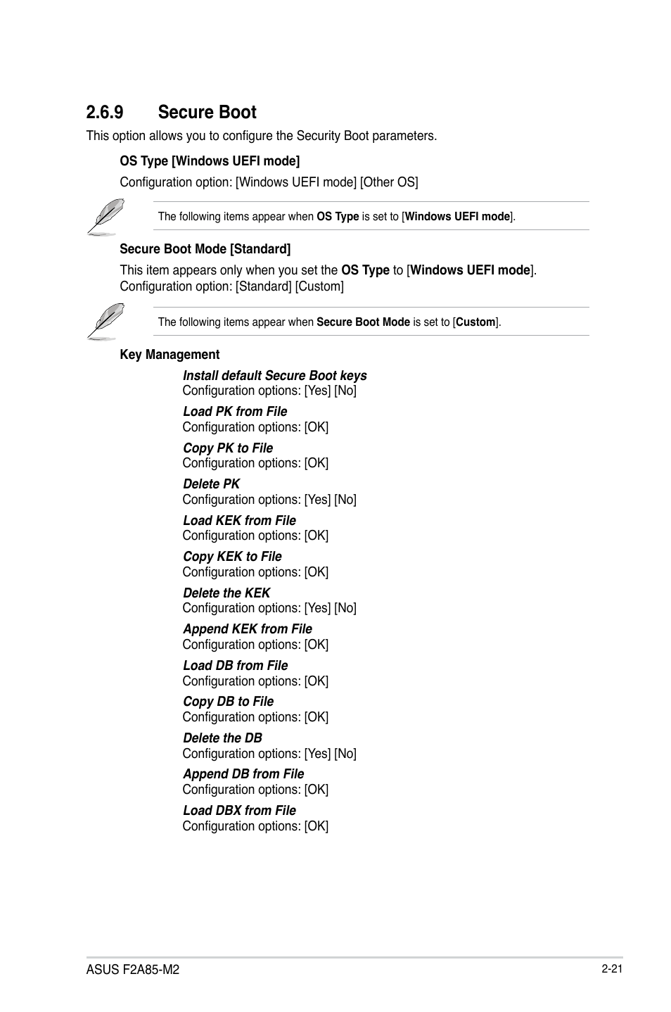 9 secure boot, Secure boot -21 | Asus F2A85-M2 User Manual | Page 65 / 76