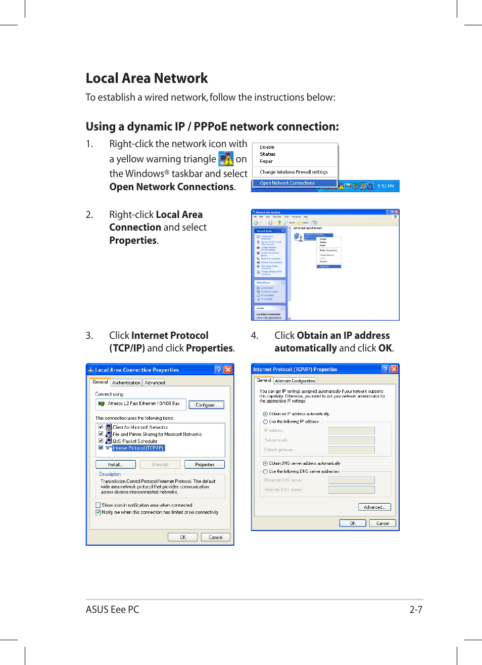 Local area network, Local area network -7 | Asus Eee PC 1005HA User Manual | Page 27 / 60