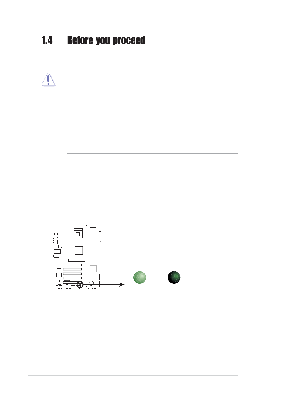 4 before you proceed, Onboard led, 4 chapter 1: product introduction | Asus P4U800-X User Manual | Page 14 / 64