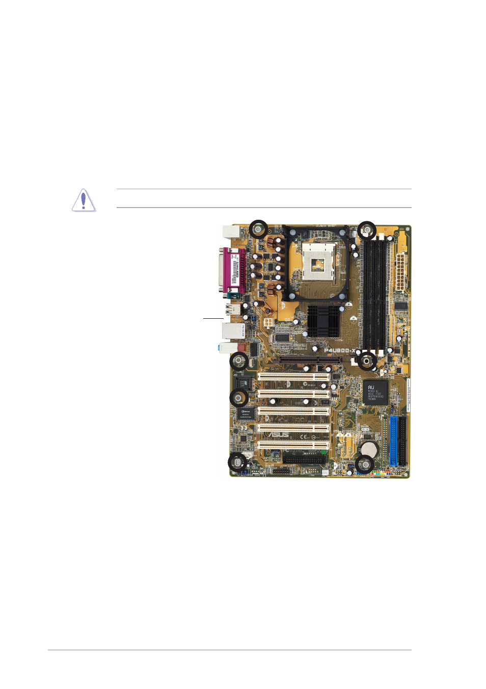 2 placement direction, 3 screw holes | Asus P4U800-X User Manual | Page 16 / 64