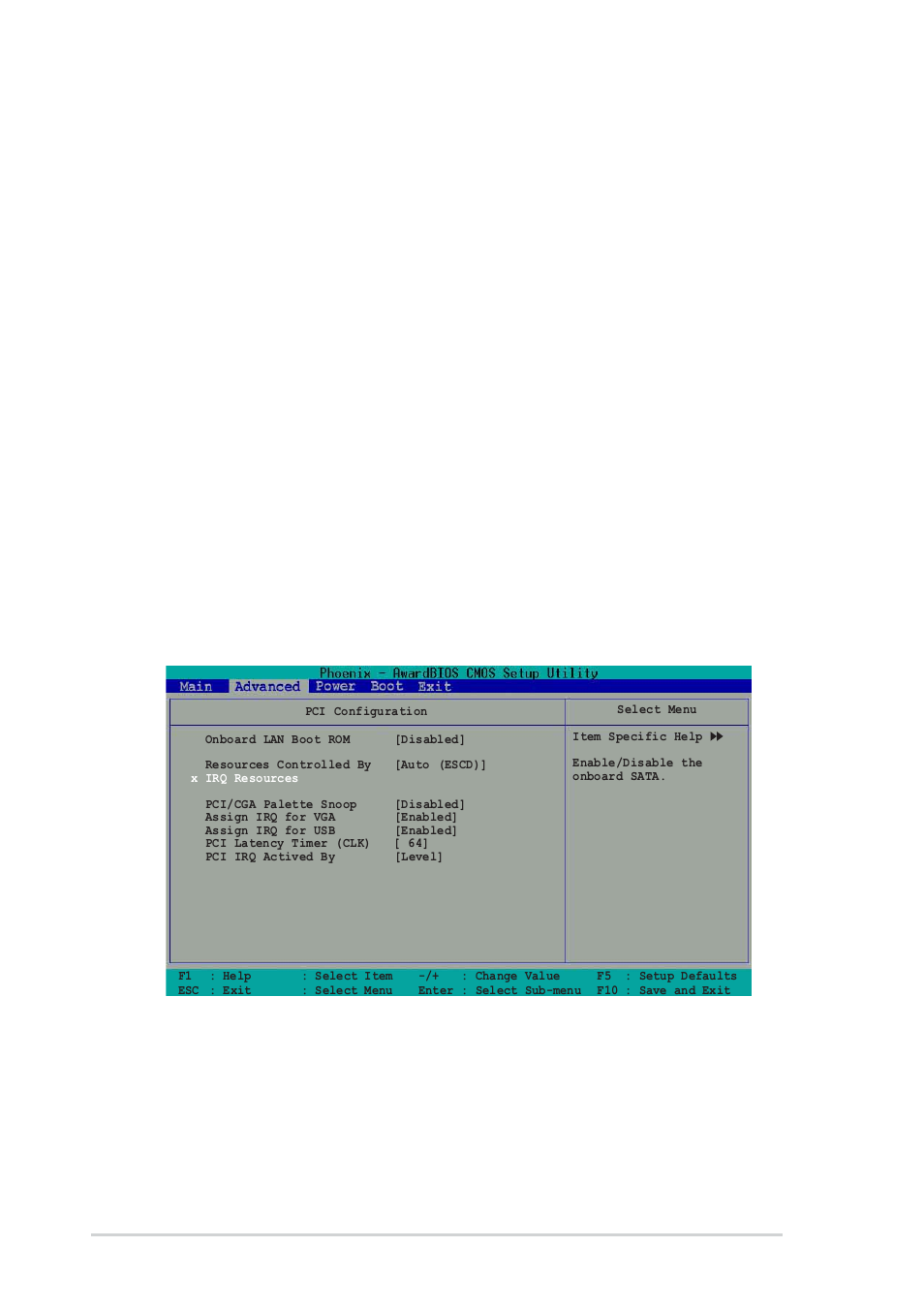 4 pci configuration, Onboard ac97 audio [enabled, Onboard lan [enabled | Game port address [201, Midi port address [disabled, Midi port irq [5, Onboard lan boot rom [disabled, Resources controlled by [auto (escd), 20 chapter 2: bios information | Asus P4U800-X User Manual | Page 52 / 64