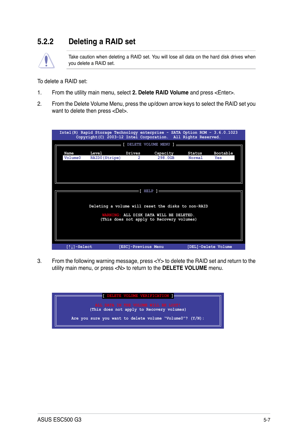 2 deleting a raid set | Asus ESC500 G3 User Manual | Page 143 / 182