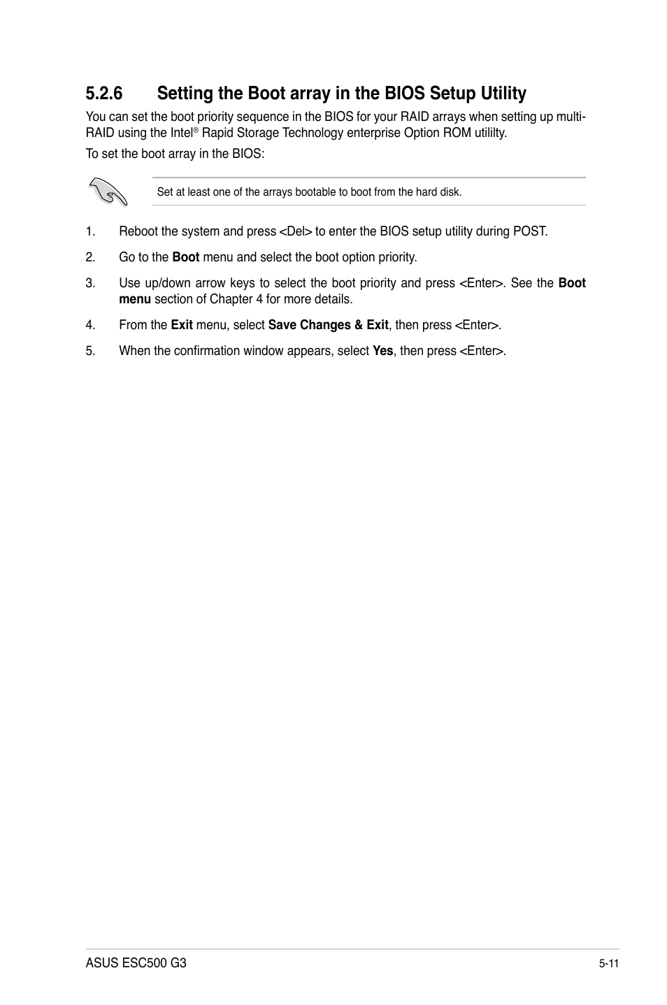 6 setting the boot array in the bios setup utility | Asus ESC500 G3 User Manual | Page 147 / 182