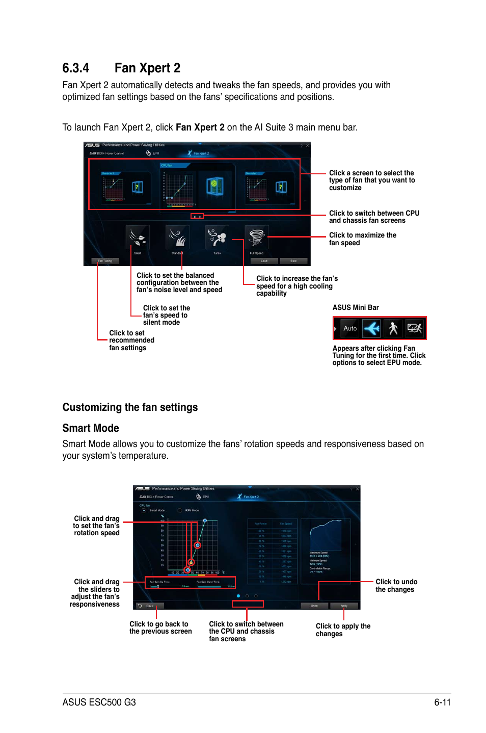 4 fan xpert 2, Customizing the fan settings smart mode | Asus ESC500 G3 User Manual | Page 165 / 182