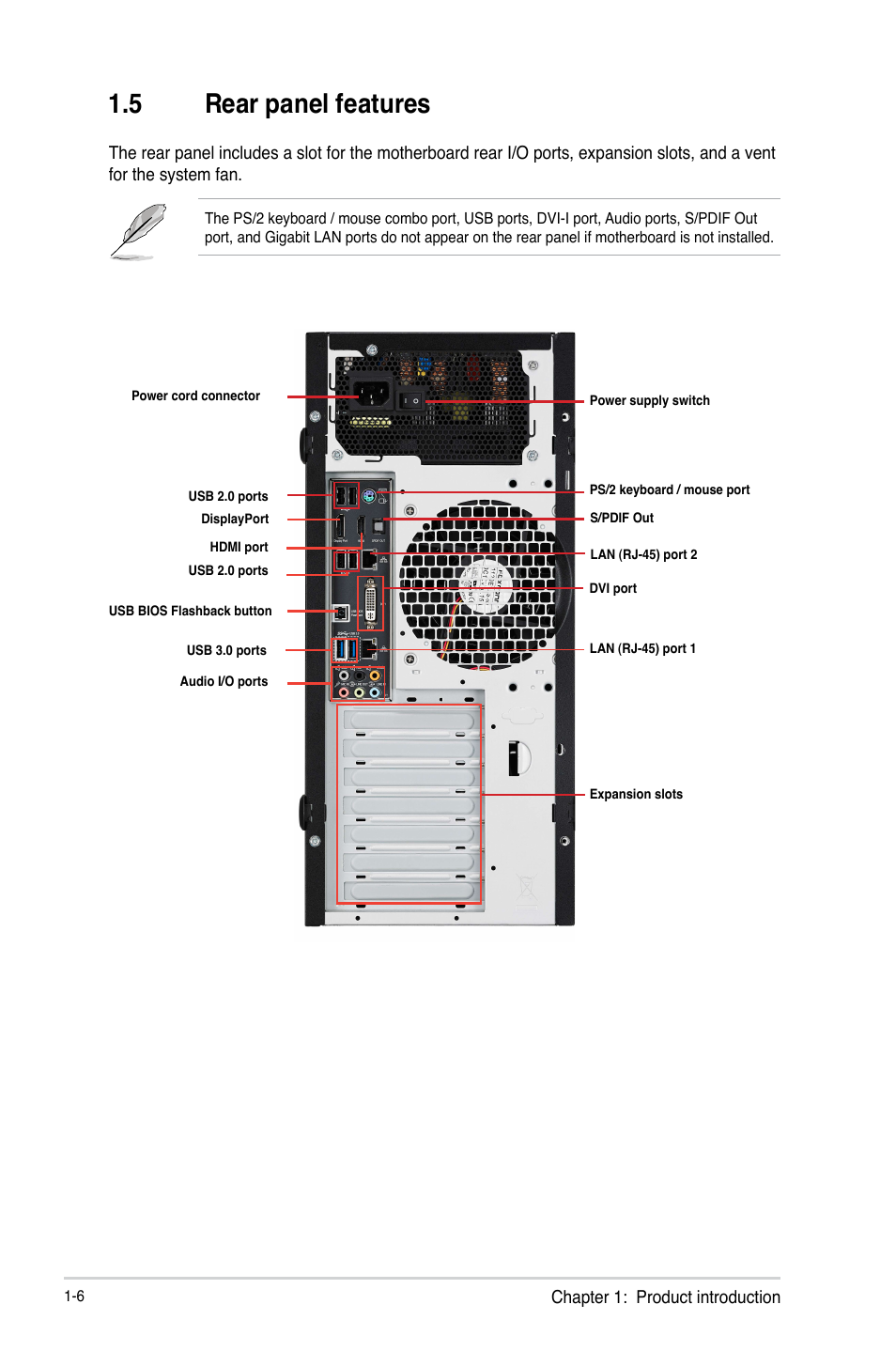 5 rear panel features | Asus ESC500 G3 User Manual | Page 18 / 182