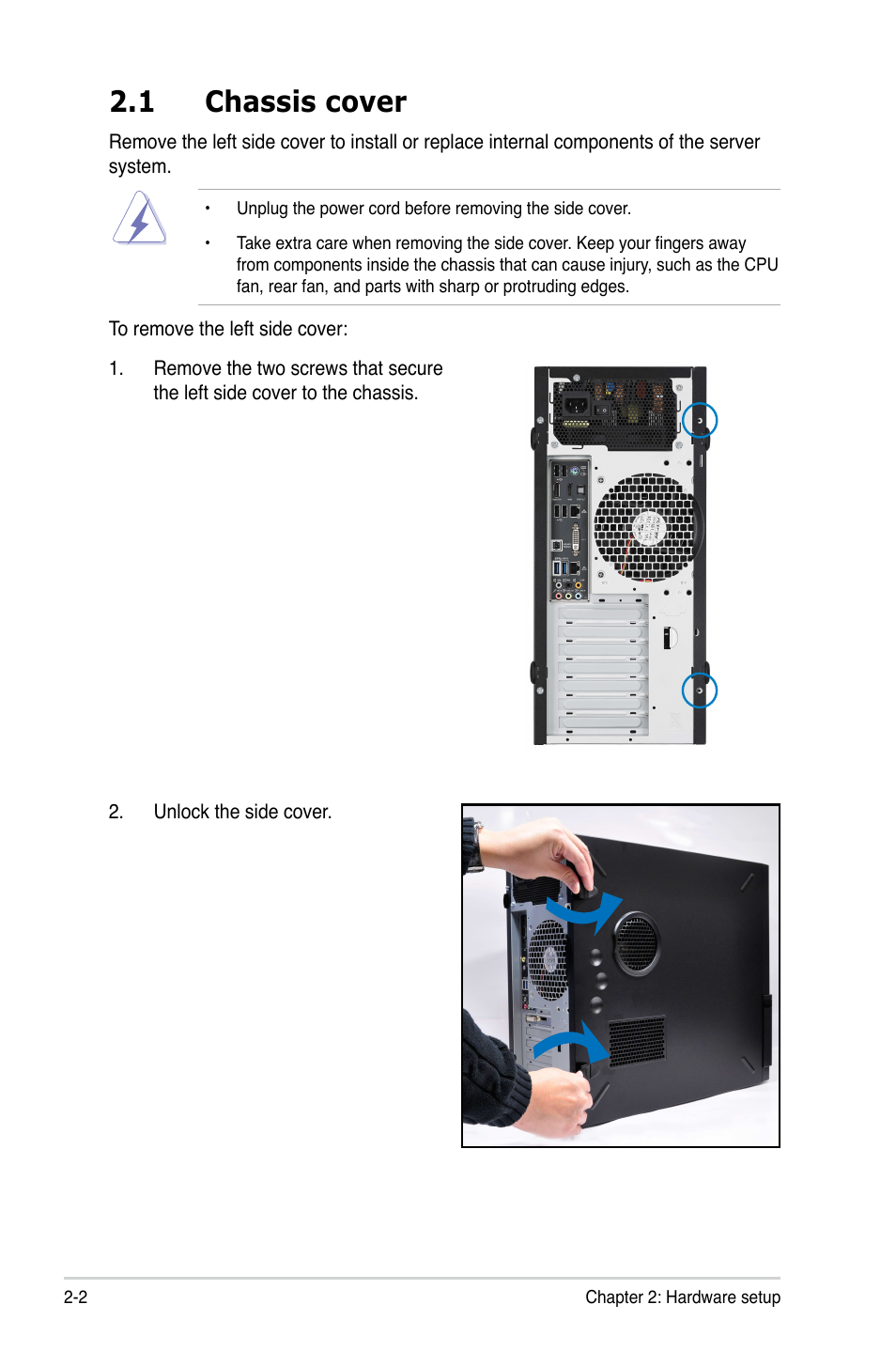 1 chassis cover | Asus ESC500 G3 User Manual | Page 22 / 182