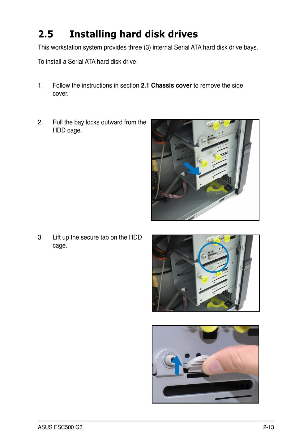 5 installing hard disk drives | Asus ESC500 G3 User Manual | Page 33 / 182