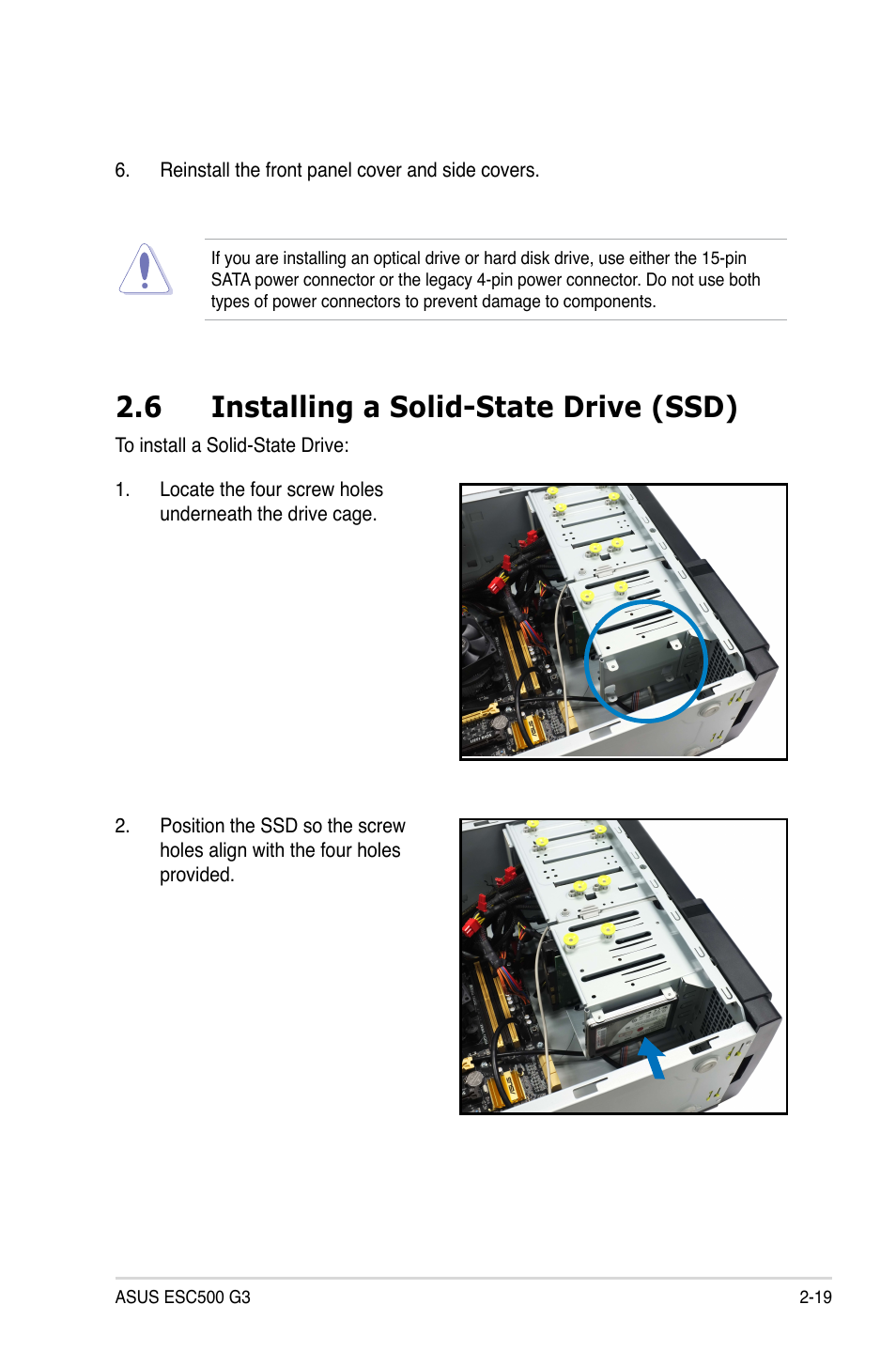 6 installing a solid-state drive (ssd) | Asus ESC500 G3 User Manual | Page 39 / 182