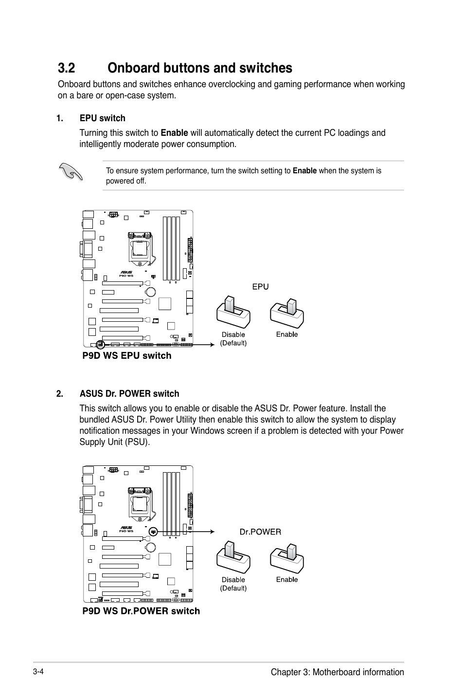 2 onboard buttons and switches | Asus ESC500 G3 User Manual | Page 52 / 182