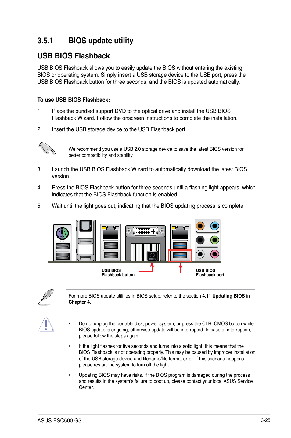 1 bios update utility, Usb bios flashback | Asus ESC500 G3 User Manual | Page 73 / 182