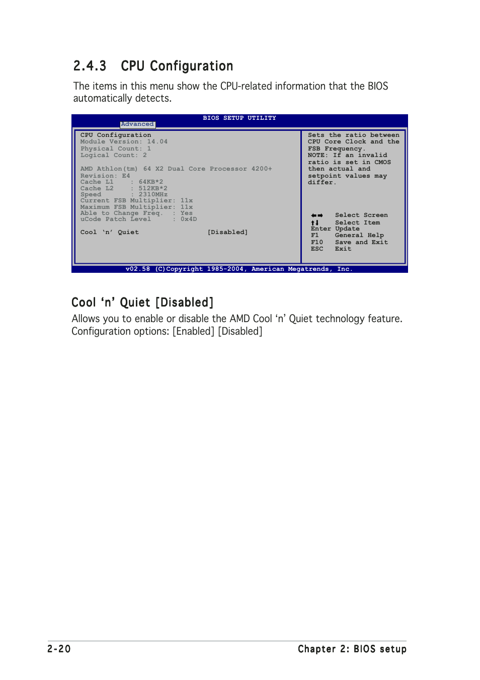 Cool ‘n’ quiet [disabled | Asus A8V-MX User Manual | Page 62 / 90