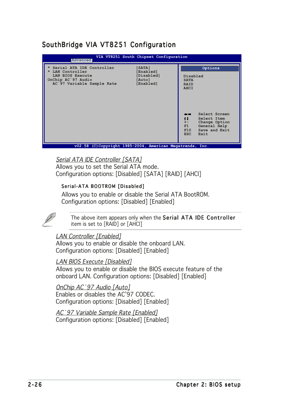 Southbridge via vt8251 configuration | Asus A8V-MX User Manual | Page 68 / 90