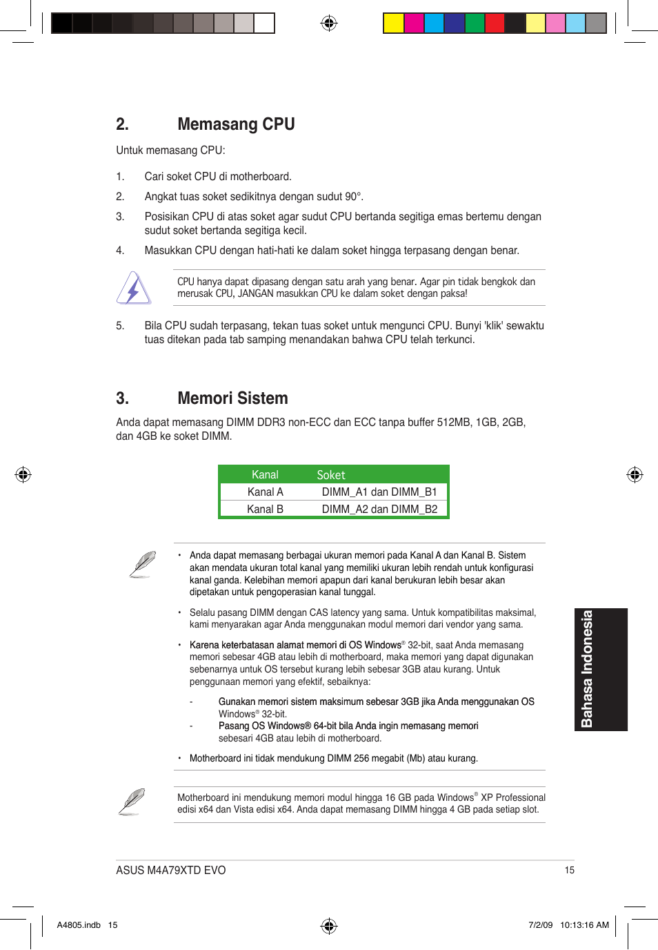 M����ri �is, M���asang cpu, Ba ha sa in �� n�� si a | Asus M4A79XTD EVO/USB3 User Manual | Page 15 / 30