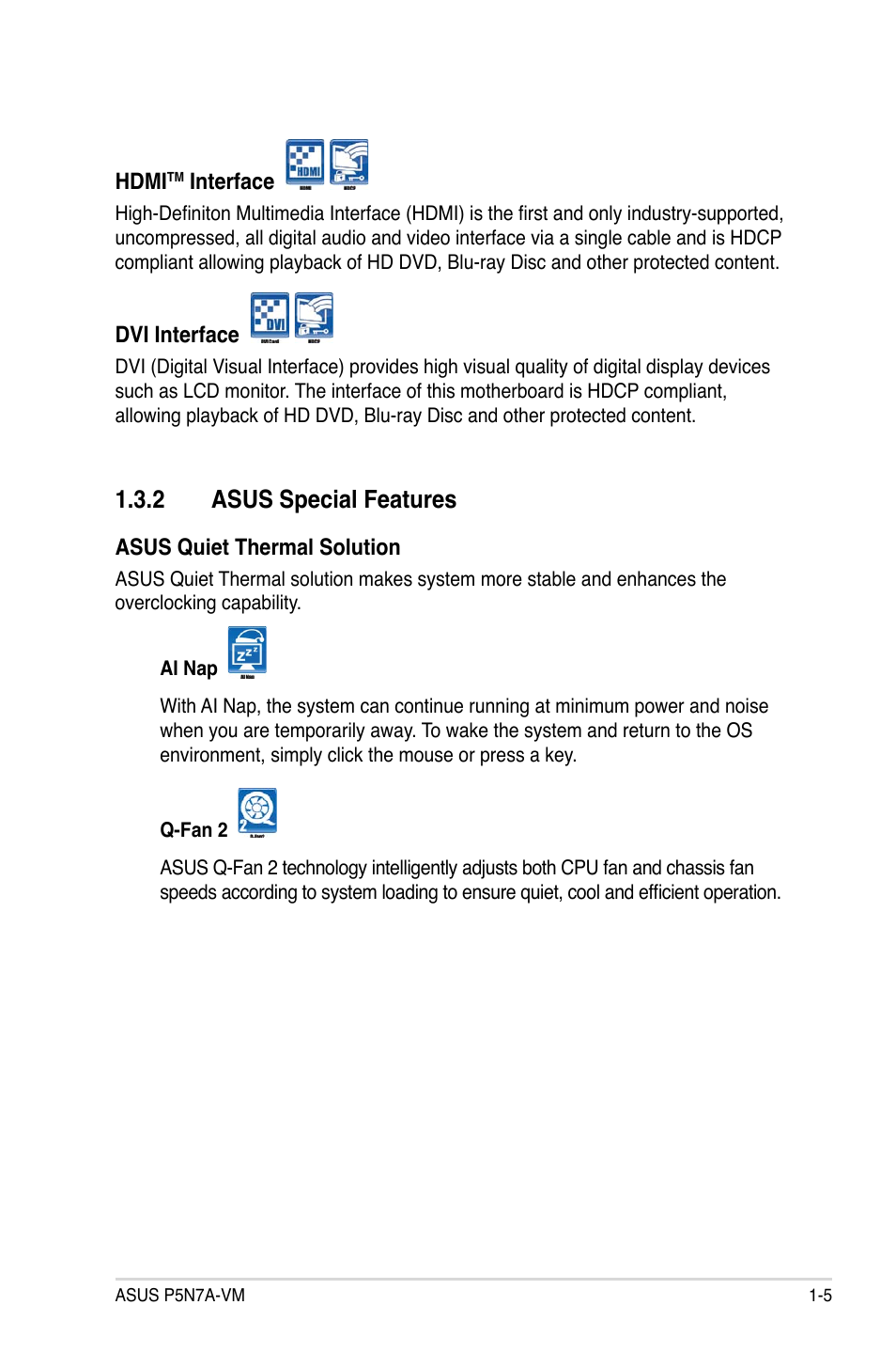 2 asus special features | Asus P5N7A-VM User Manual | Page 17 / 112