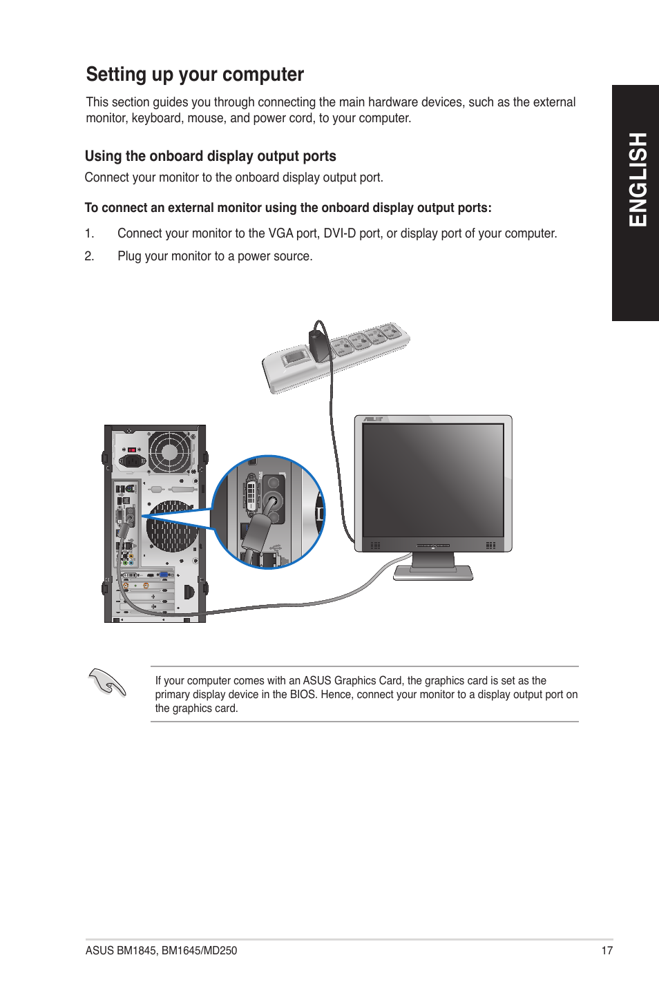 Setting up your computer, En g lis h en g li sh | Asus BM1845 User Manual | Page 17 / 96