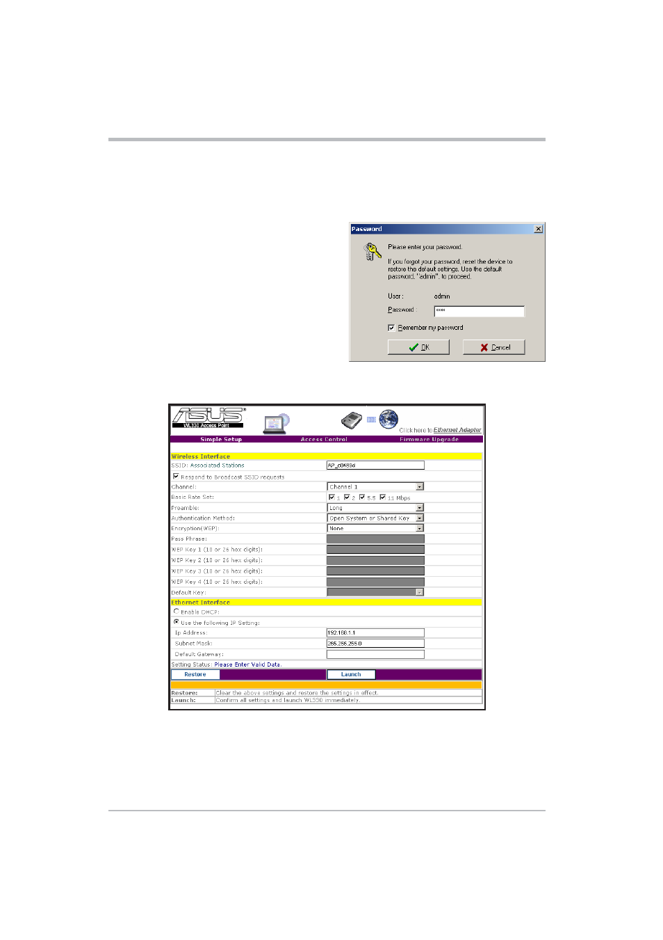 Configuration, 4 launching the web configuration utility | Asus WL-330 User Manual | Page 38 / 70