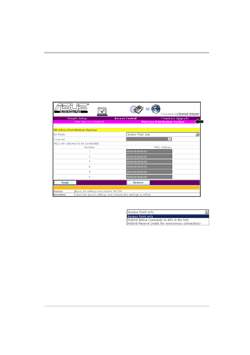 Configuration | Asus WL-330 User Manual | Page 43 / 70