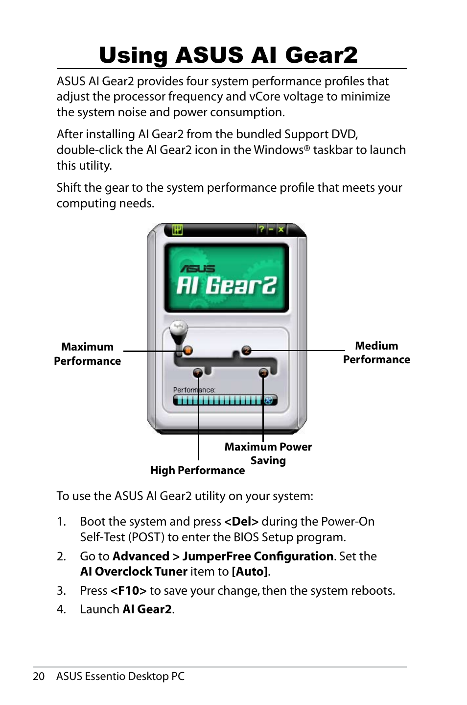 Using asus ai gear2 | Asus CM5425 User Manual | Page 20 / 22