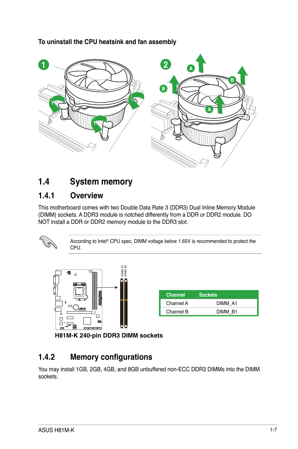 4 system memory, 4 system memory -7, 1 overview | Asus H81M-K/TW User Manual | Page 15 / 48