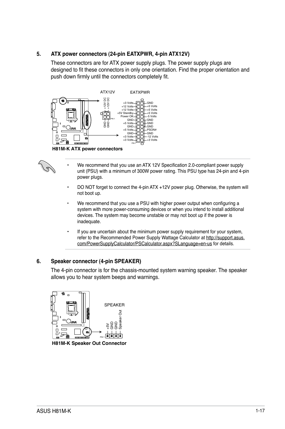 Asus h81m-k, H81m-k speaker out connector | Asus H81M-K/TW User Manual | Page 25 / 48
