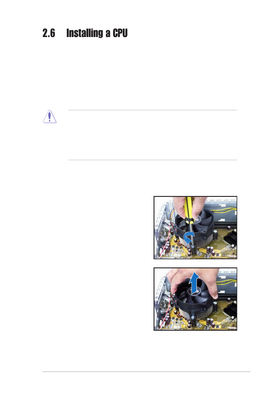 6 installing a cpu, 1 removing the cpu fan and heatsink assembly | Asus P1-PH1 User Manual | Page 21 / 88