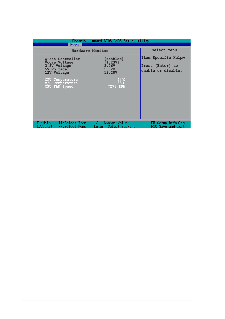 2 hardware monitor, Q-fan controller [enabled, 22 chapter 5: bios setup | Asus P1-PH1 User Manual | Page 80 / 88