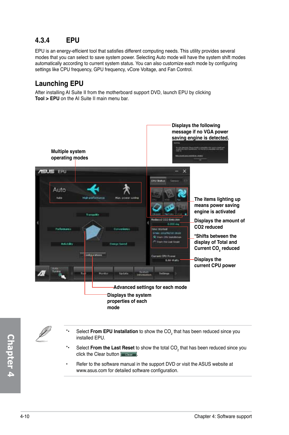 4 epu, Epu -10, Chapter 4 | Launching epu | Asus P8Z77-I DELUXE/WD User Manual | Page 116 / 178