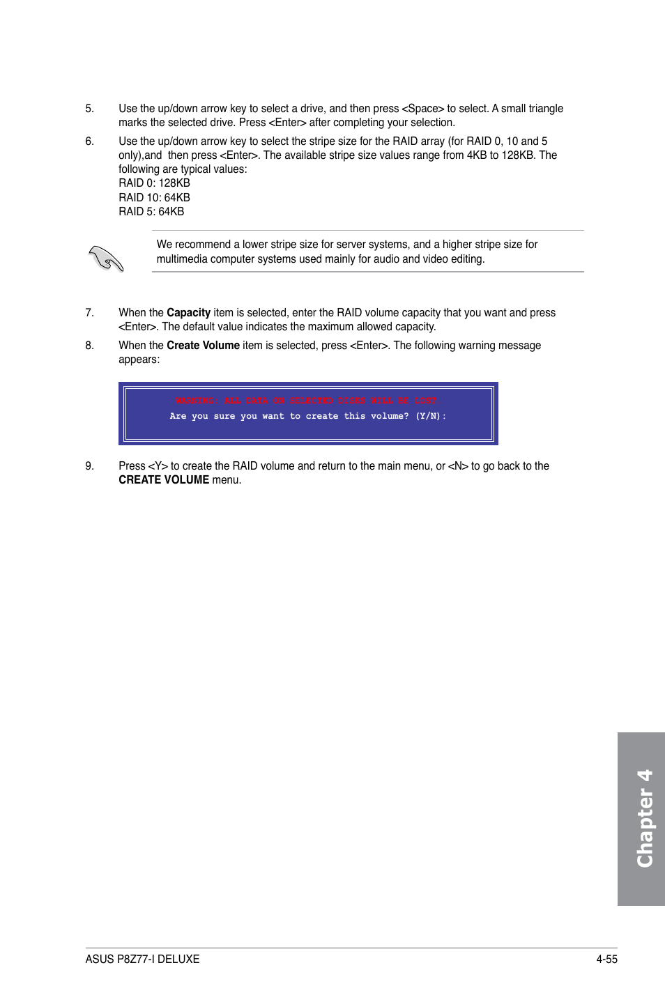 Chapter 4 | Asus P8Z77-I DELUXE/WD User Manual | Page 161 / 178