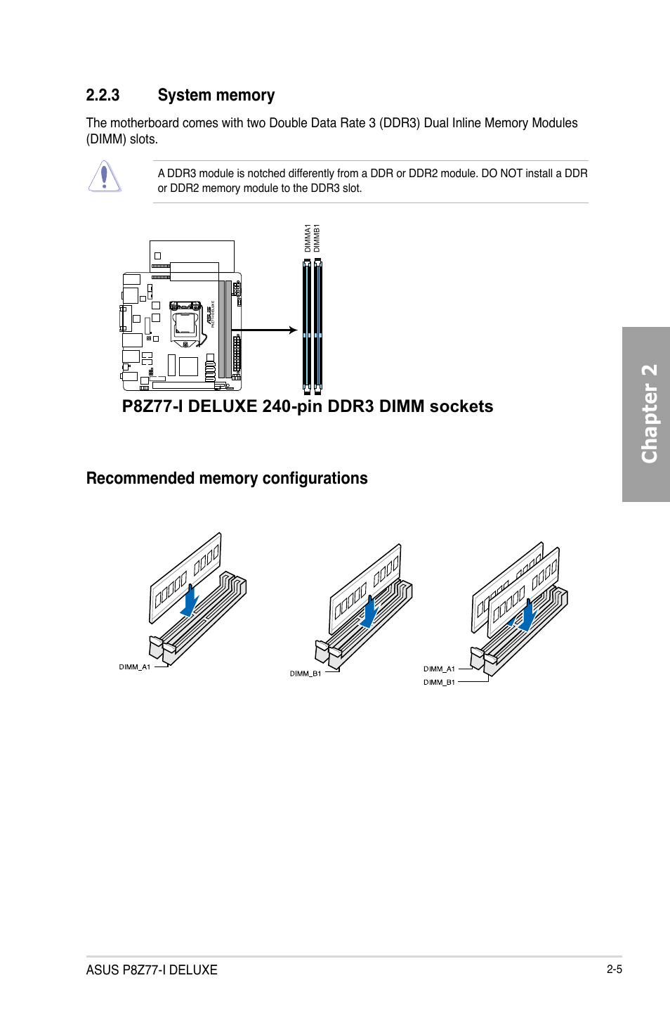 3 system memory, System memory -5, Chapter 2 | Asus P8Z77-I DELUXE/WD User Manual | Page 25 / 178