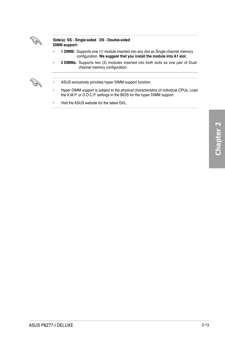 Chapter 2, Asus p8z77-i deluxe | Asus P8Z77-I DELUXE/WD User Manual | Page 33 / 178