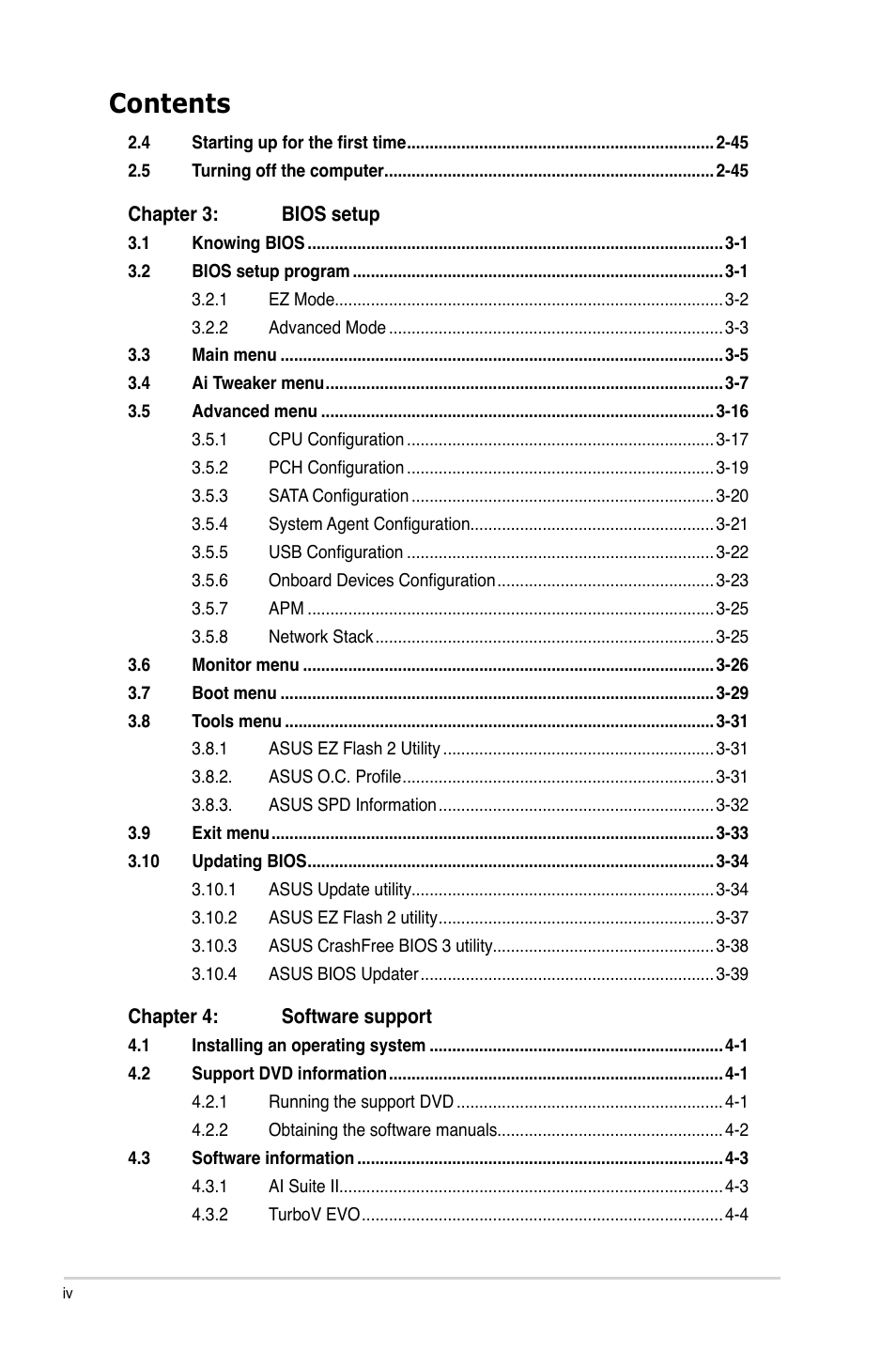 Asus P8Z77-I DELUXE/WD User Manual | Page 4 / 178