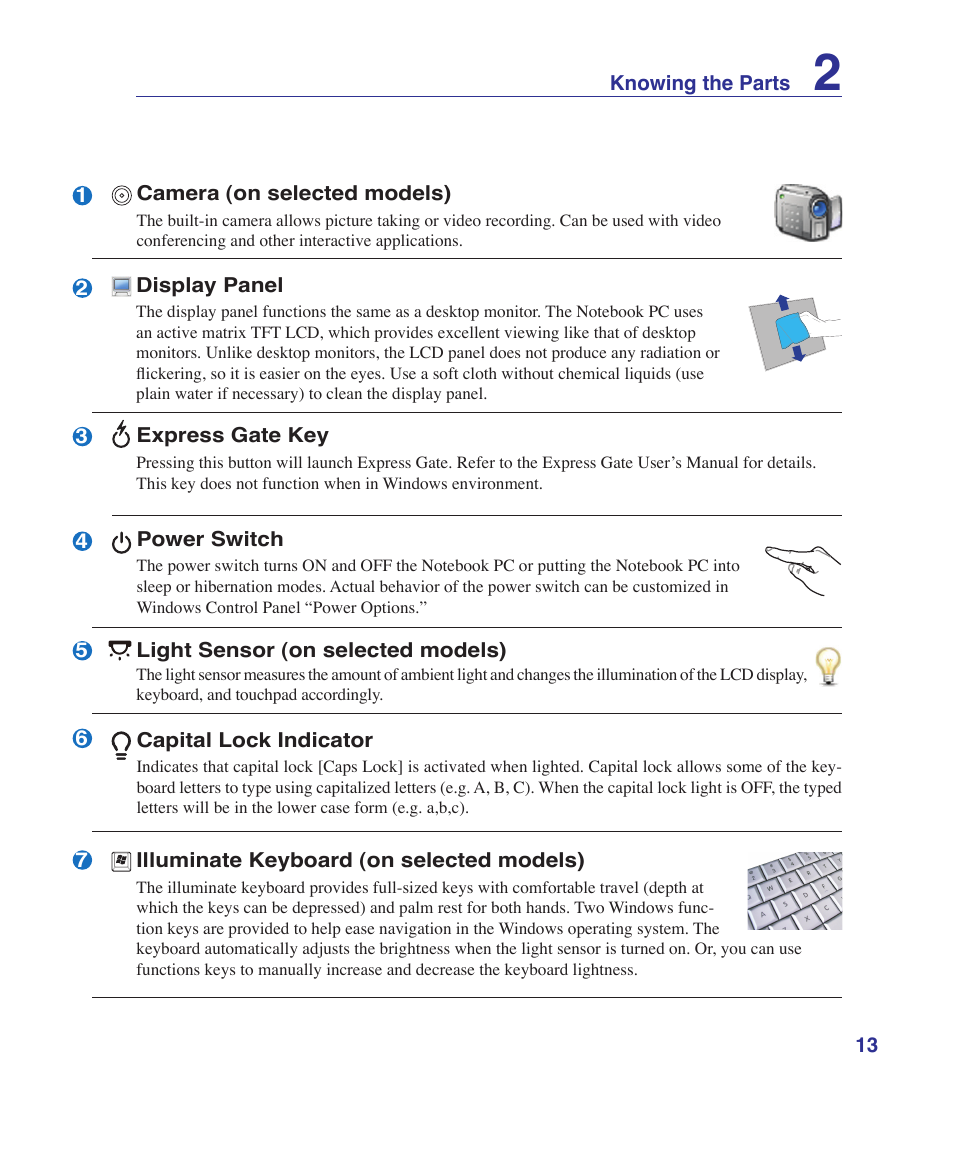 Asus X80A User Manual | Page 13 / 88