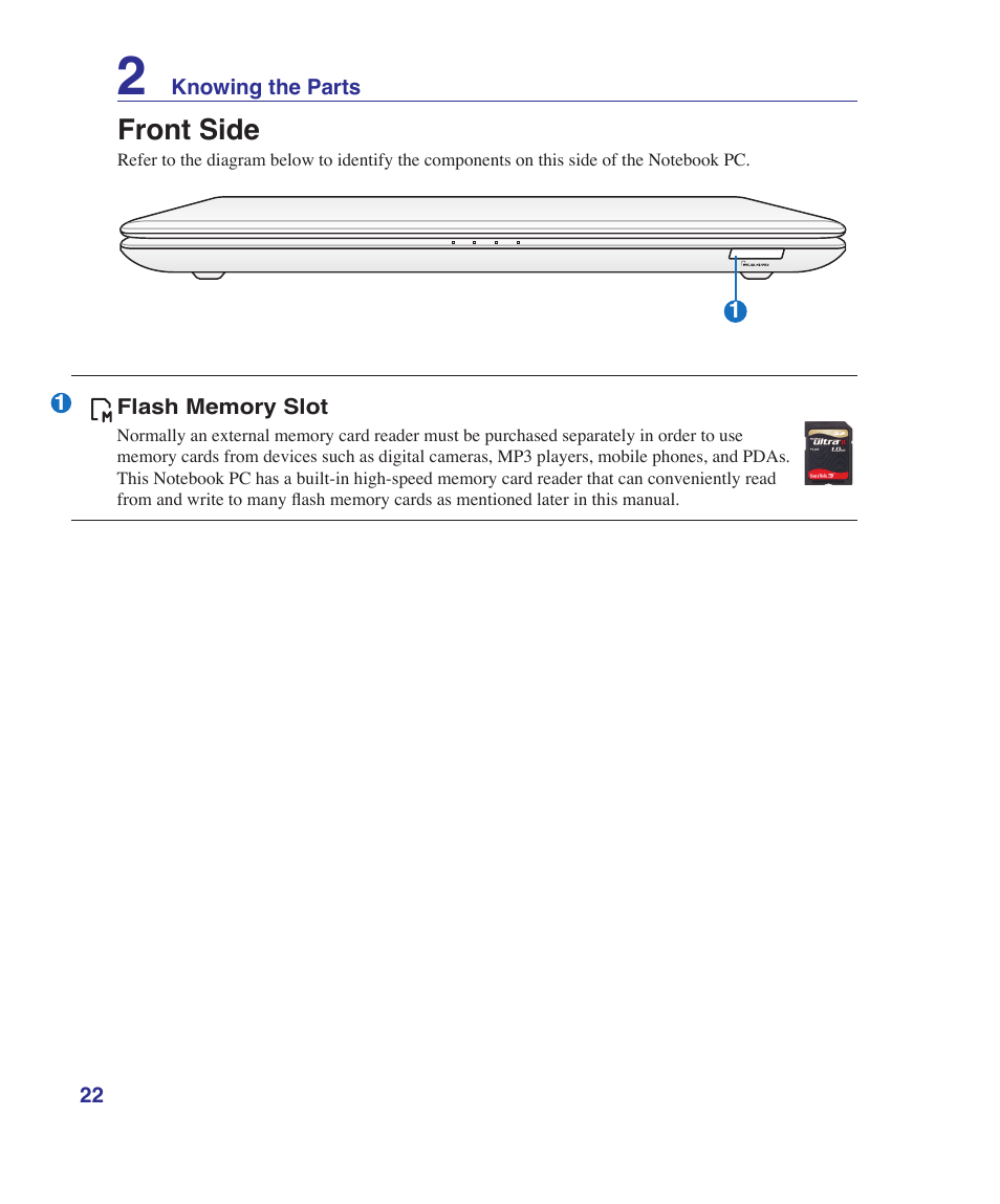 Front side | Asus X80A User Manual | Page 22 / 88