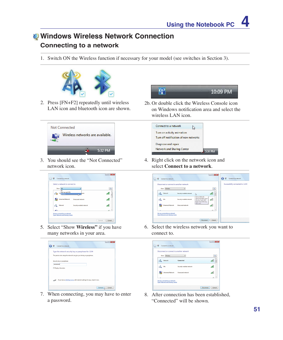 Windows wireless network connection | Asus X80A User Manual | Page 51 / 88