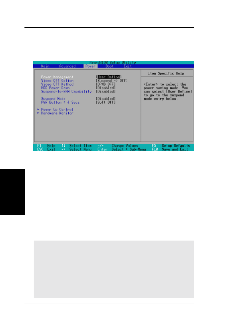 Bios setup, 5 power menu | Asus E500-PV User Manual | Page 70 / 104