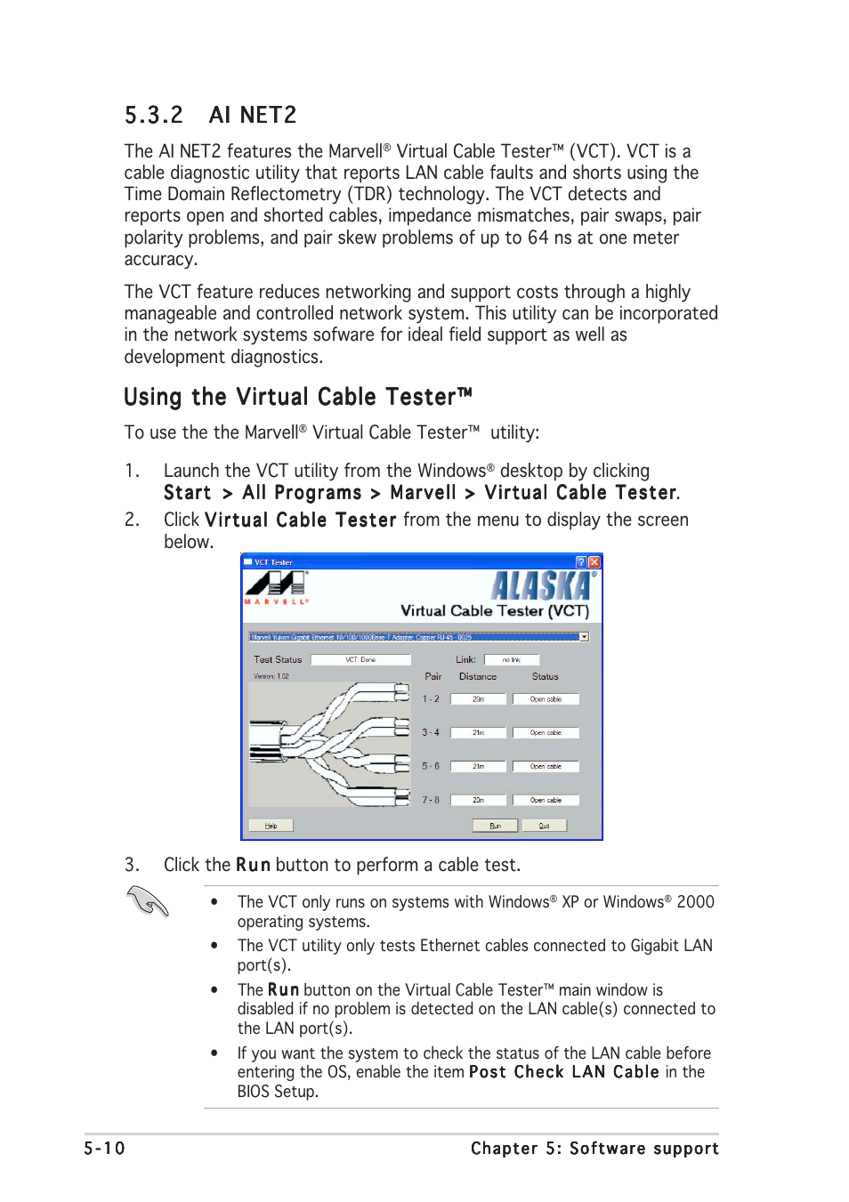 Using the virtual cable tester | Asus K8N4-E DELUXE User Manual | Page 126 / 166