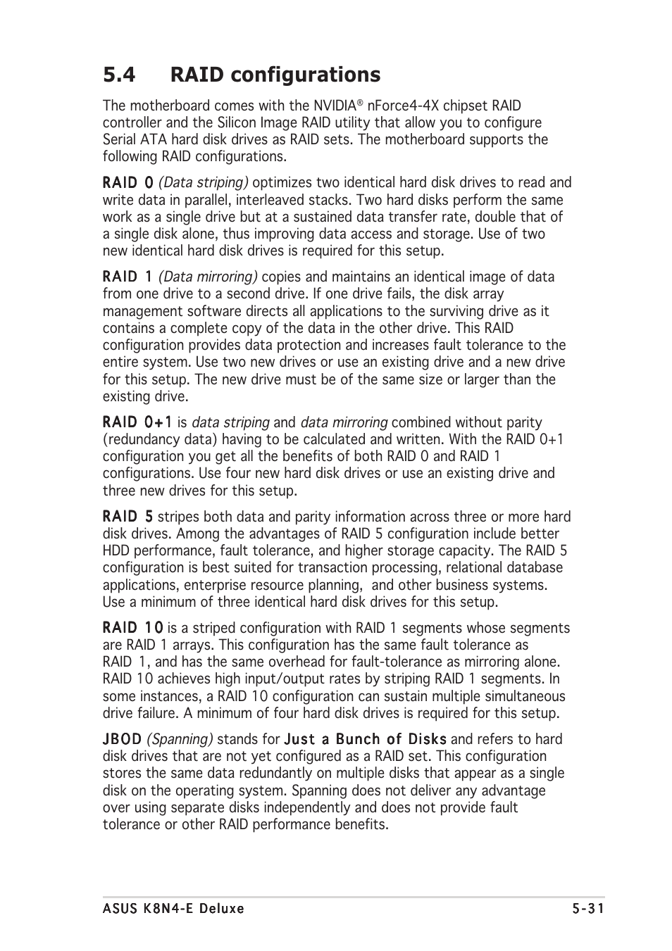 4 raid configurations | Asus K8N4-E DELUXE User Manual | Page 147 / 166