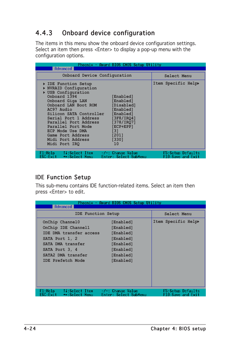 Ide function setup | Asus K8N4-E DELUXE User Manual | Page 90 / 166